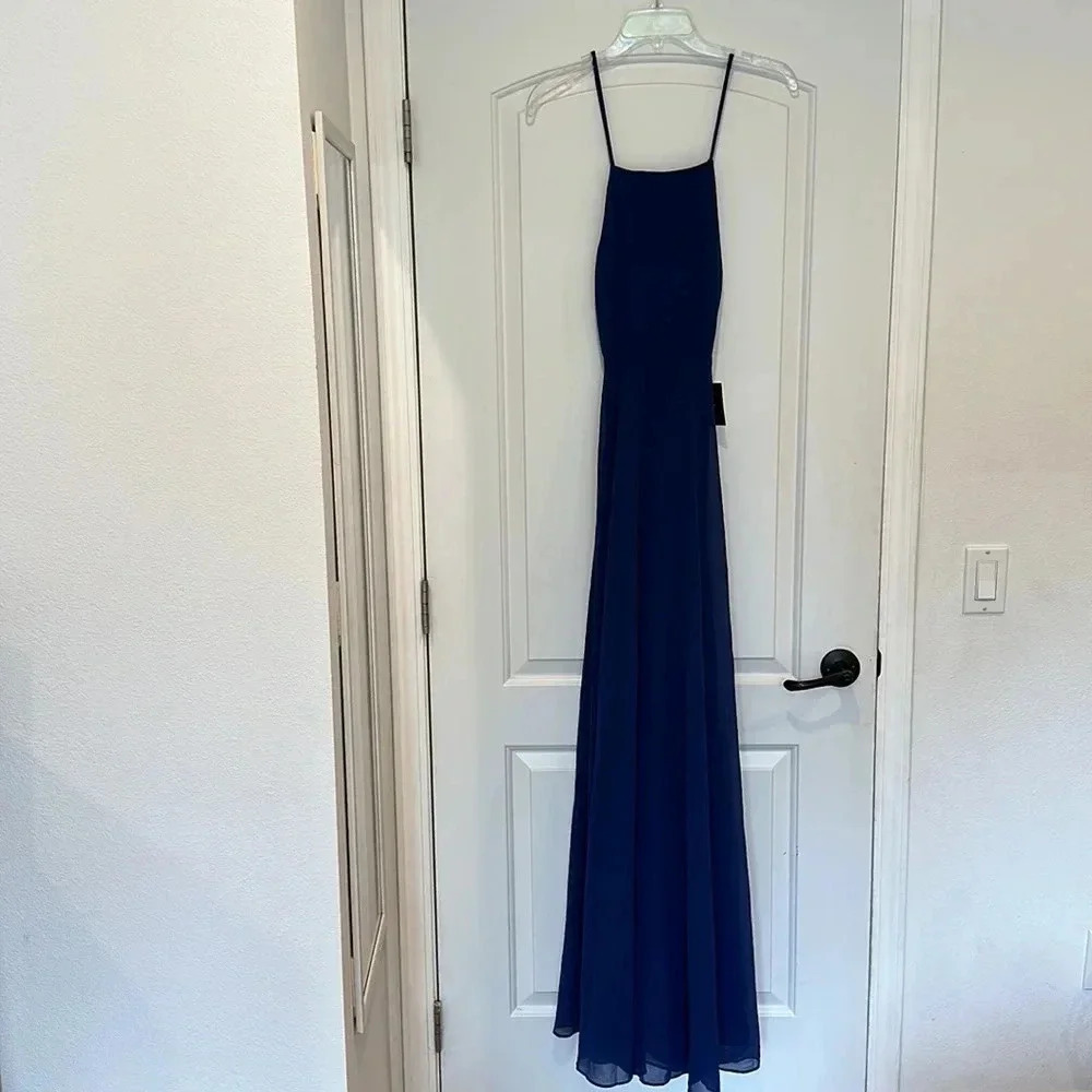 NWT Lulus Mythical Kind of Love Navy Blue Maxi Dress Sz S - Picture 4 of 12